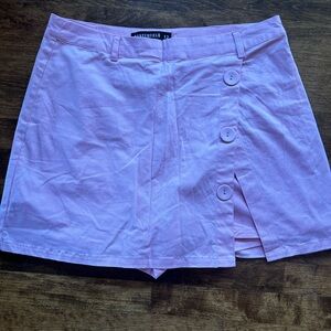 Pink Button-Front Skort